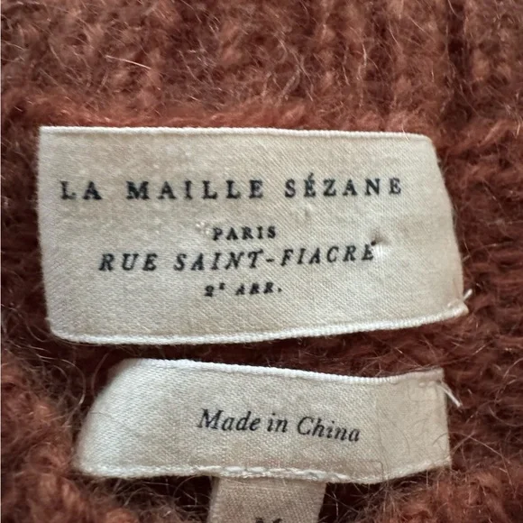 Sezane Joy Caramel Chevron Mohair Ecru Pullover Sweater - Picture 7 of 10